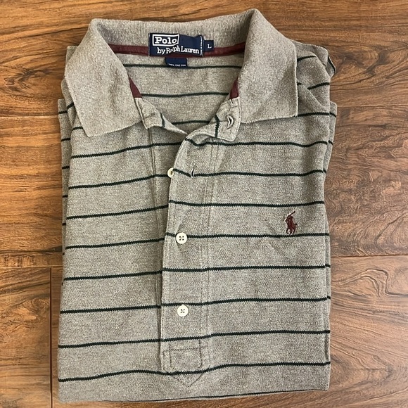 Polo Ralph Lauren Blue Label Men's Cotton Blue And Grey Striped Shirt, Sz. L. - Picture 4 of 7